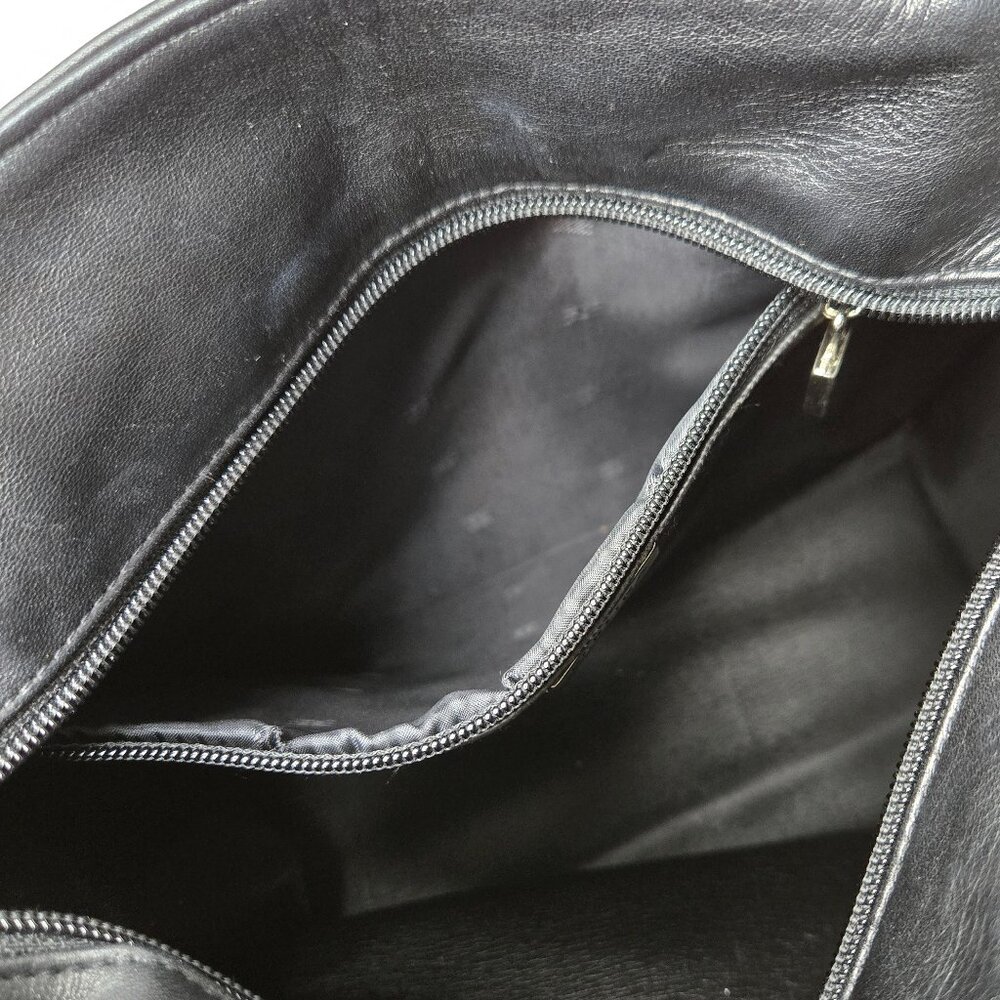 Perlina Black Soft Leather Shoulder Purse Women's Boxy Zip Top Classic Look - Picture 10 of 11